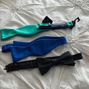 Elegant Bow Tie Set in Green, Blue, and Black